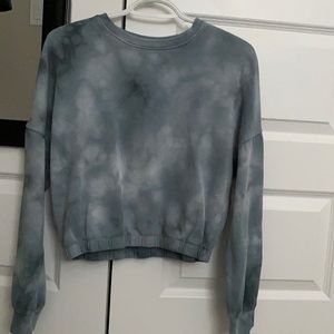 Blue Tie-Dye Cropped Sweatshirt